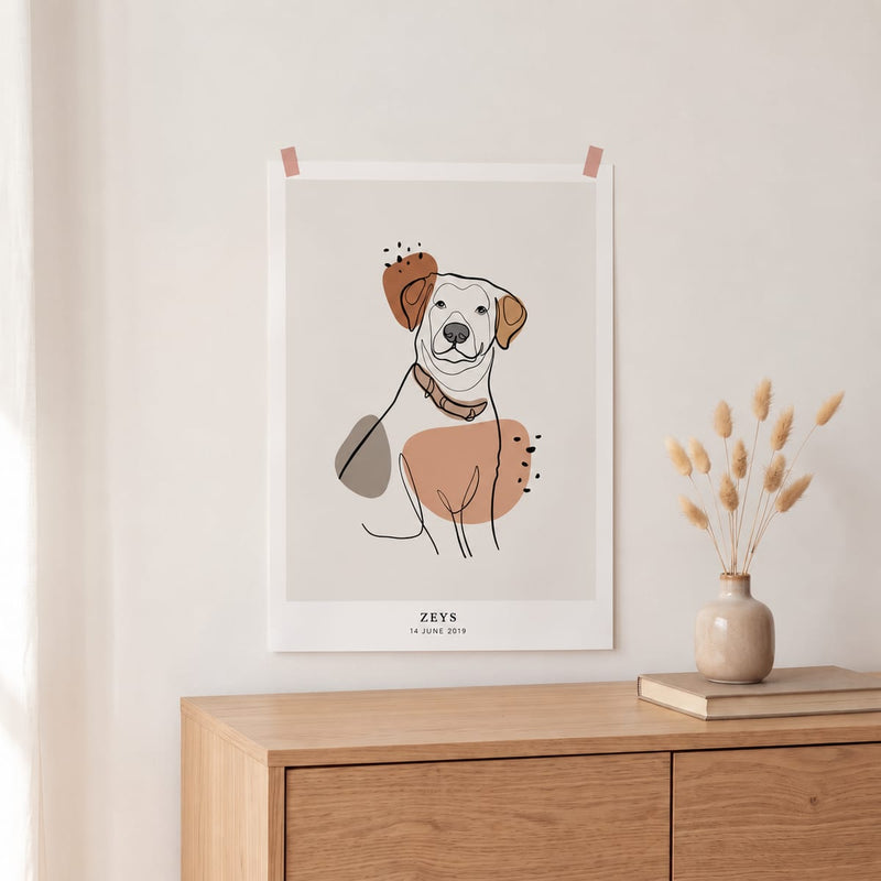 Poster, met een Line Art portret