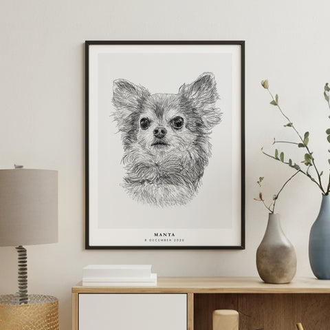 PetsPortrait Scribble Huisdieren Portret