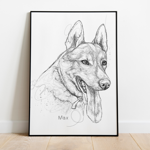 PetsPortrait Scribble Huisdieren Portret